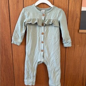 NordstromGreen Button-Up Baby Onesie